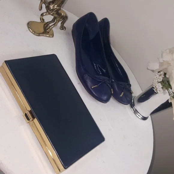 Vintage Genuine Leather Navy Blue Clutch Wristlet - Picture 8 of 8